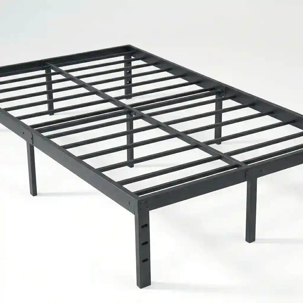 NEWJETO King metal bed frame with under-bed storage, black, 14 inch