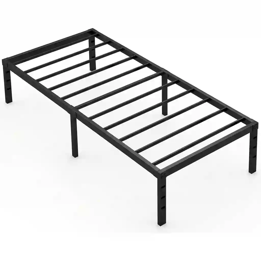 NEWJETO Twin metal bed frame with under-bed storage, black, 14 inch